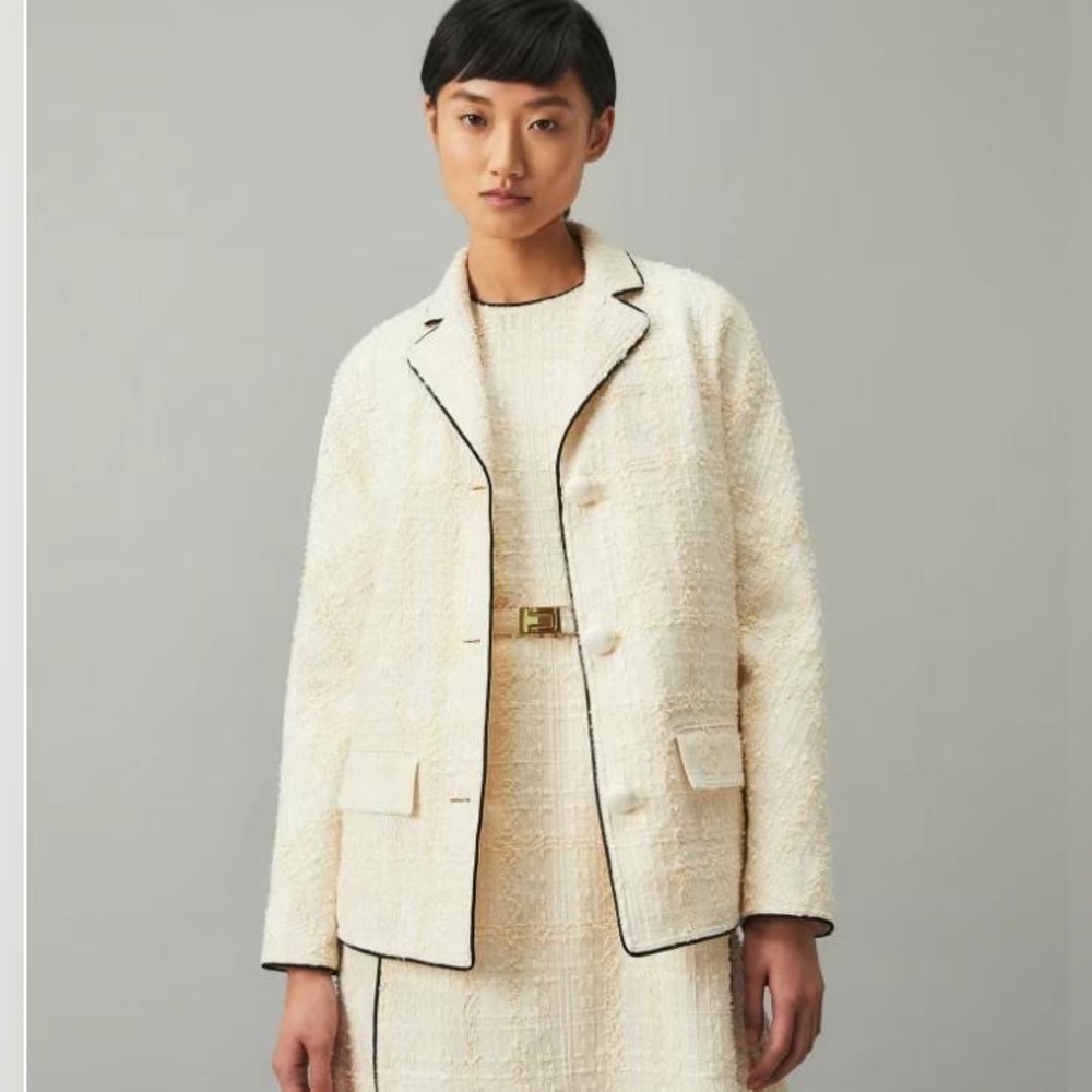 NWT $698 Tory Burch Plaid Tweed Jacket Blazer Size 4